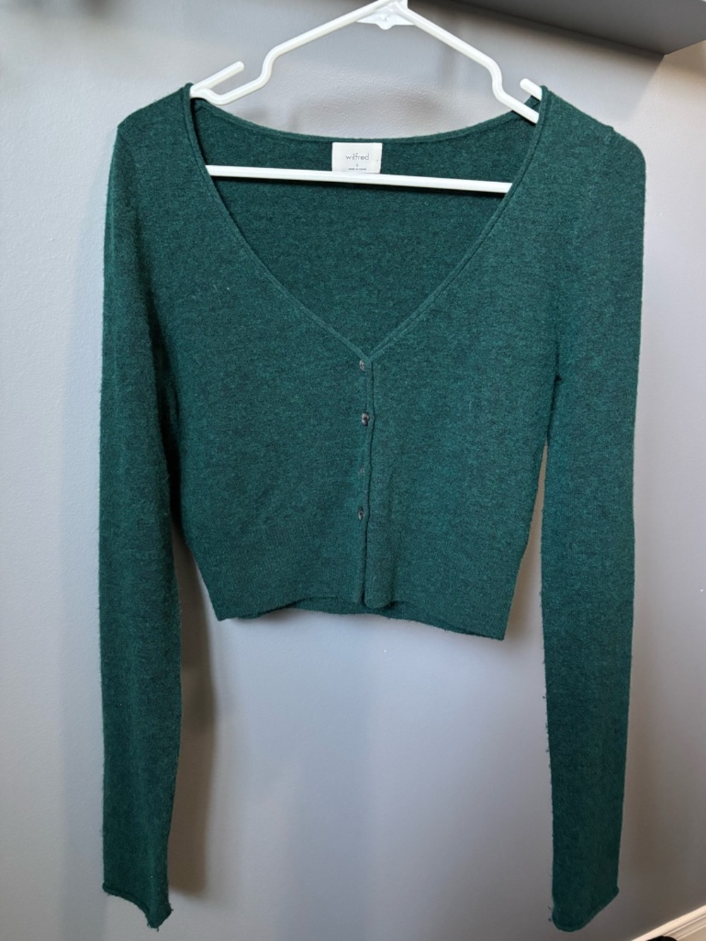 Aritzia Wilfred Santorini Teal V-Neck Cardigan